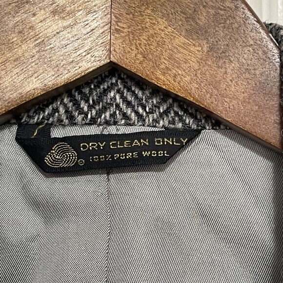 VTG Harris Tweed Sport Coat Blazer Jacket Size 41 Gray Herringbone Wool - Picture 5 of 8